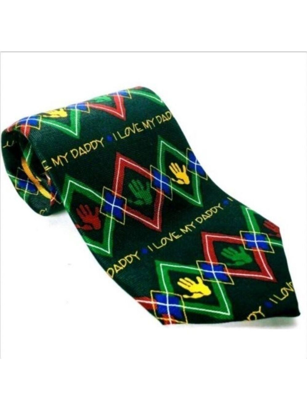Ralph Marlin I Love My Daddy Argyle Men's Silk Tie